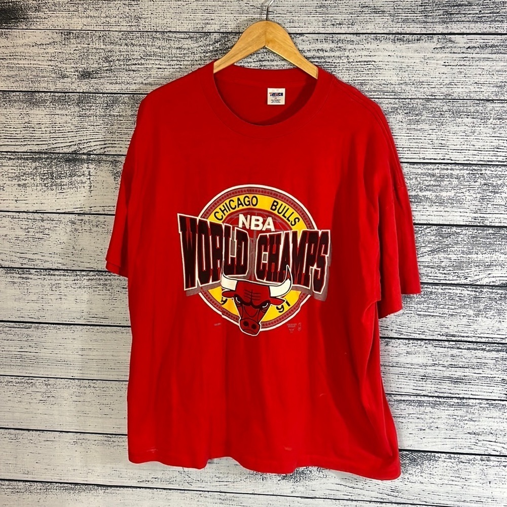 Vintage Trench Chicago Bulls NBA World Champions 1991 Tee Shirt XXL